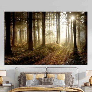 Sunset Canvas Decor, Forest Path At Sunset, Canvas, Large Wall Art, View Canvas Print, Oversized Wall Art, Misty Art Canvas,