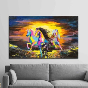 Running Horse Painting, Horse Lover Gift Art, Animal Art, Abstract Horse Wall Decor, Horse Canvas Art, Oil Painting Print,