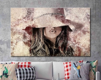 Arte de pared de chica abstracta, lienzo de mujer sexy, póster de mujer abstracta, póster moderno, lienzo de arte de chica sexy, póster de mujer, obra de arte de chica,