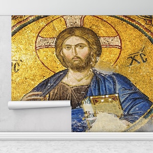 Abstraktes Wandbild, 3d Wandbild, Tapete schälen und aufkleben, Papier Wandkunst, Jesus Christus Mosaik, moderne Wandbild, Jesus Christus Wallpaper,