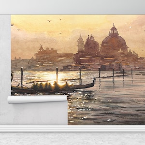 Wall Paper Peel and Stick,Modern Wall Paper,Paper Wall Art ,Venice Landscape Wallpaper,Old Venice Landscape Wall Print,
