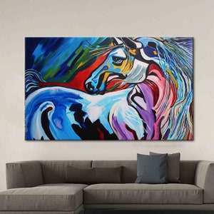 Modern Canvas Art, Animal Wall Art, Oil Painting Print, Colorful Horse Art Canvas, Contemporary Canvas, Horse Lover Gift Wall Art,