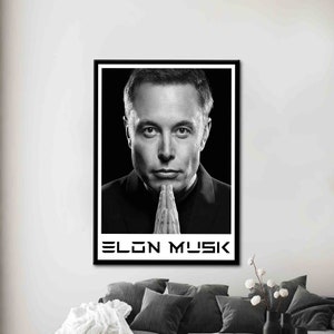 Elon Musk, Elon Musk Art, Famous Artwork, Celebrity Art Canvas, Portre Artwork, Portrait Canvas Art, Famous Quote Poster,