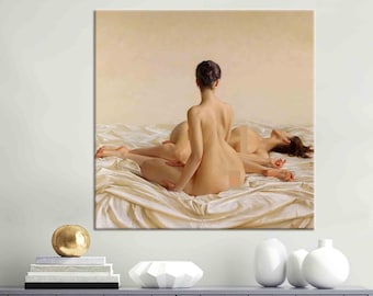 Canvas, Canvas Print, Large Canvas, Naked Lesbian Women, Bedroom Canvas, Naked Butt Photo Wall Art, Sexy Canvas Gift, Mature Canvas Art