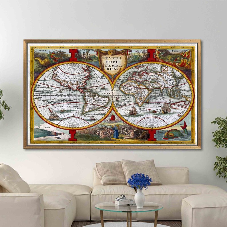 Antique World Map Canvas Print Large Map Canvas Art Vintage Map antique-world-map-canvas-print-large-map-canvas-art-vintage-map