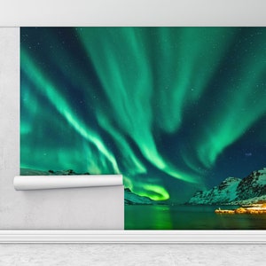 Aurora Landscape, Nothern Lights Wall Poster, Sky Landscape Wall Painting, Nature Landscape Wall Painting, Night Landscape Wall Decor,