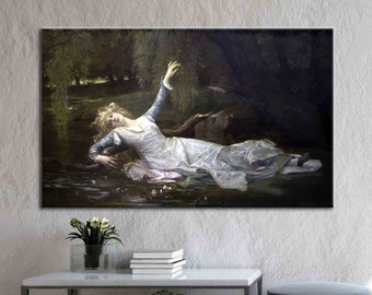 Alexandre Cabanel, Oil Painting Print, Woman Canvas Art, Girl Poster, Famous Wall Art, Cabanel Ophelia Wall Art, Reproduction Canvas Art,