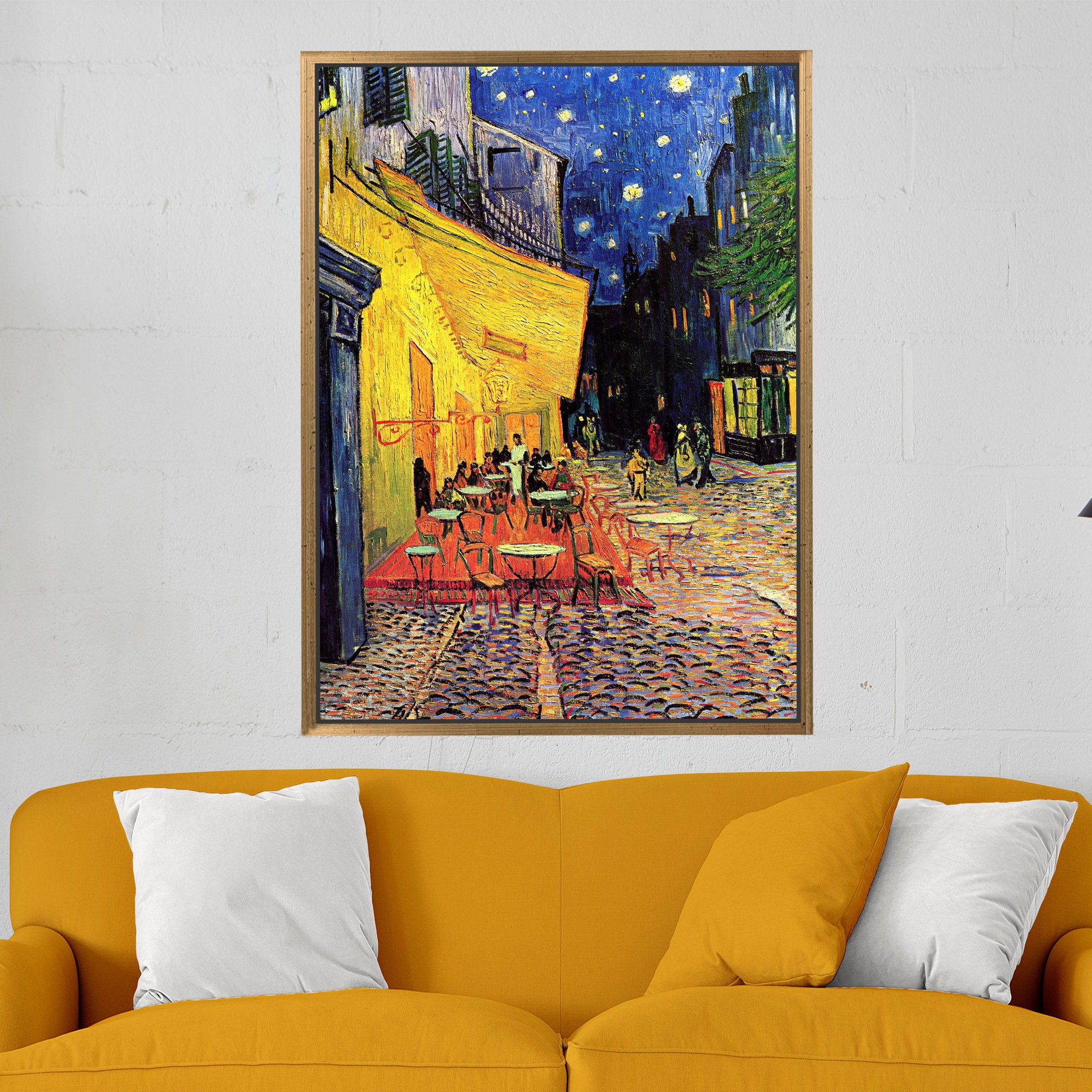 Cafe Terrace Night Starry Sky Landscape Canvas Art Cafe - Etsy