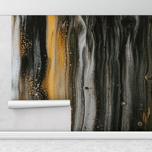 Carta da parati moderna astratta, pittura murale moderna, murale luccicante, murale giallo, carta da parati astratta, stampa pittura a olio,