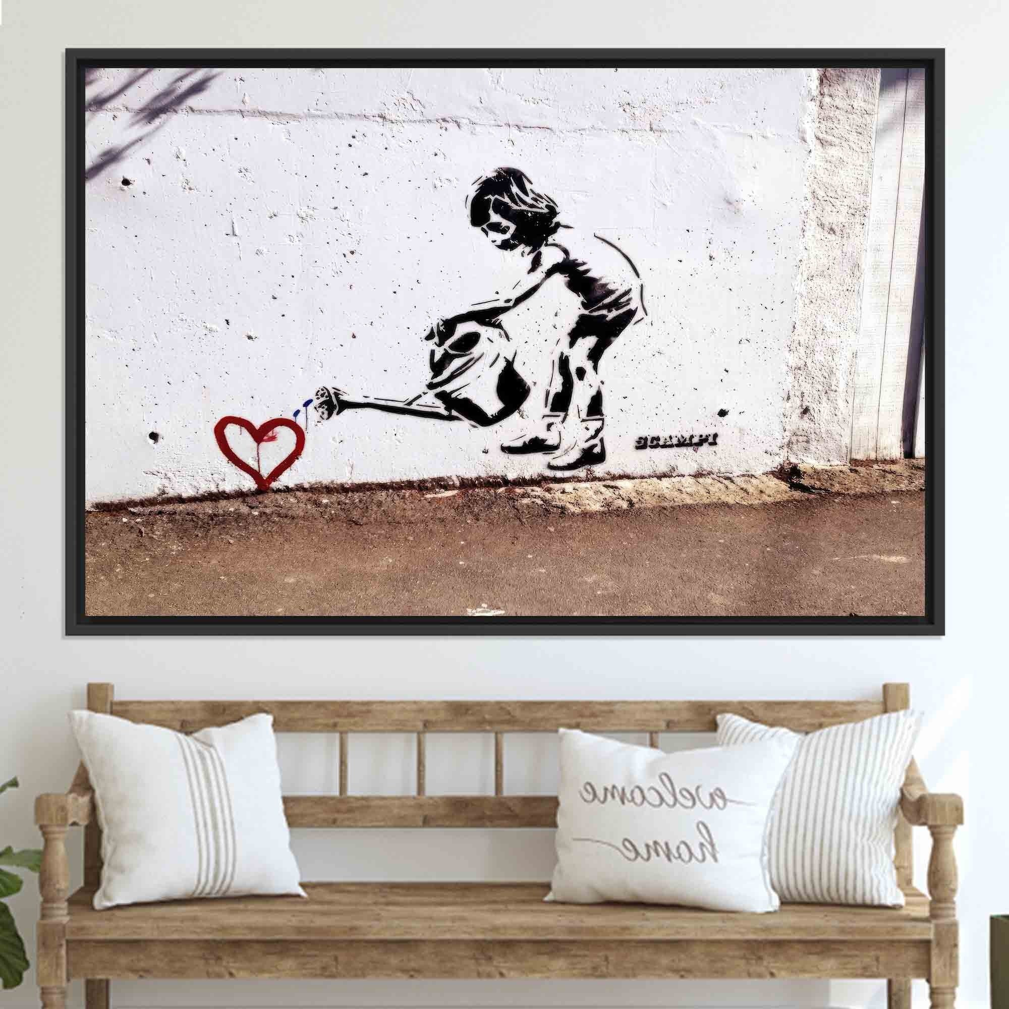 Banksy Heart ( Cuore ) - Quadro Stampa su Tela, Poster, Tavola mdf