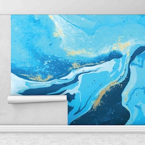 Blue Marble Wall Art, Alcol Ink Wall Painting, Blue Tones Marble Artwork Wall Painting, Modern Marble Digital Paper, Accent Wall,