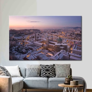 Salzburg Photo Print, Salzburg Winter Canvas Art, Winter Cityscape Wall Decor, Austria Landscape Canvas Art, Salzburg Photographs Wall Decor