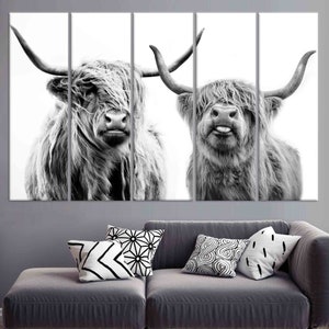 Scottish Cow Wall Decor, Canvas Wall Art, Highland Cow, Farmhouse Canvas Print, Framed Wall Art, Wall Art Canvas, Highland Cow Wall Art, image 5