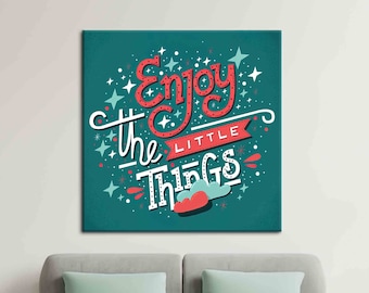 Enjoy The Little Things, Success Printed, Motivation Canvas, Workplace Poster, Positive Canvas Art, Quote Poster, Motivational Wall Decor,