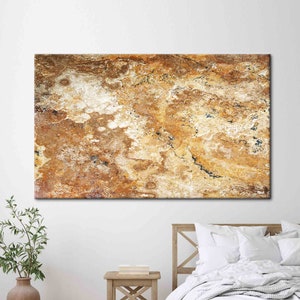 Impreso moderno, cartel de mármol marrón, lienzo de arte de mármol amarillo, cartel marrón, decoración de pared de piedra, tinta de alcohol impresa, lienzo de arte amarillo,