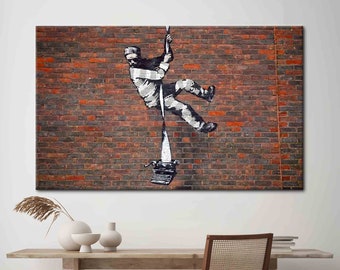 Bansky Reading Prison, Banksy Street Art, Banksy Printed, Street Canvas Art, Banksy Graffiti Wall Art, Painting Wall Decor,