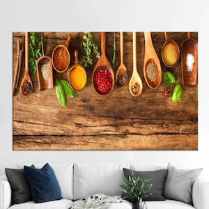 Spices Artwork, Modern Art Canvas, Kitchen Canvas, Dining Room Canvas, Personalized Gift, Colorful Canvas Art, Framed Canvas Art, 3D Canvas,