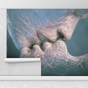 Poster da parete con amante, carta da parati per camera da letto, murale sensuale, dipinto murale astratto per coppia, murale di San Valentino, decorazione artistica da parete per adulti