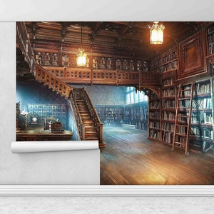 Bibliothek Wandbild, Papier Jubiläum, Bibliothek Foto Wandbild, Bücher Liebhaber Geschenk Wandbild, moderne Wandtattoos, Geschenk für sie, Home Decor Wandpapier