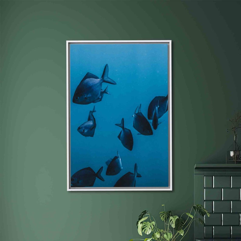 Sea Landscape Poster, Sea Canvas, Ocean Canvas Art, Blue Artwork, Fish Canvas, Animal Canvas, Ocean Landscape Canvas, image 2