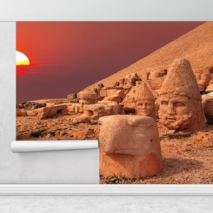 Wall Paper Peel and Stick, Mount Nemrut Mural, , Custom Wall Paper, 3d Wall Paper, UNESCO World Heritage Wall Poster,