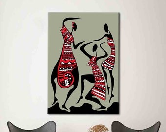 African Woman Dancing, African Dancing Canvas, Woman Dancing Poster, Abstract Artwork, Ethnic Artwork, African Artwork,