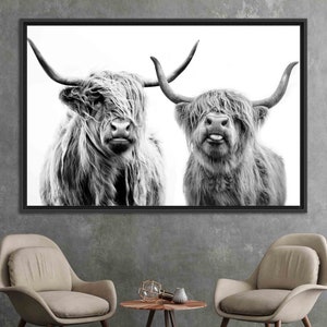 Scottish Cow Wall Decor, Canvas Wall Art, Highland Cow, Farmhouse Canvas Print, Framed Wall Art, Wall Art Canvas, Highland Cow Wall Art, image 8