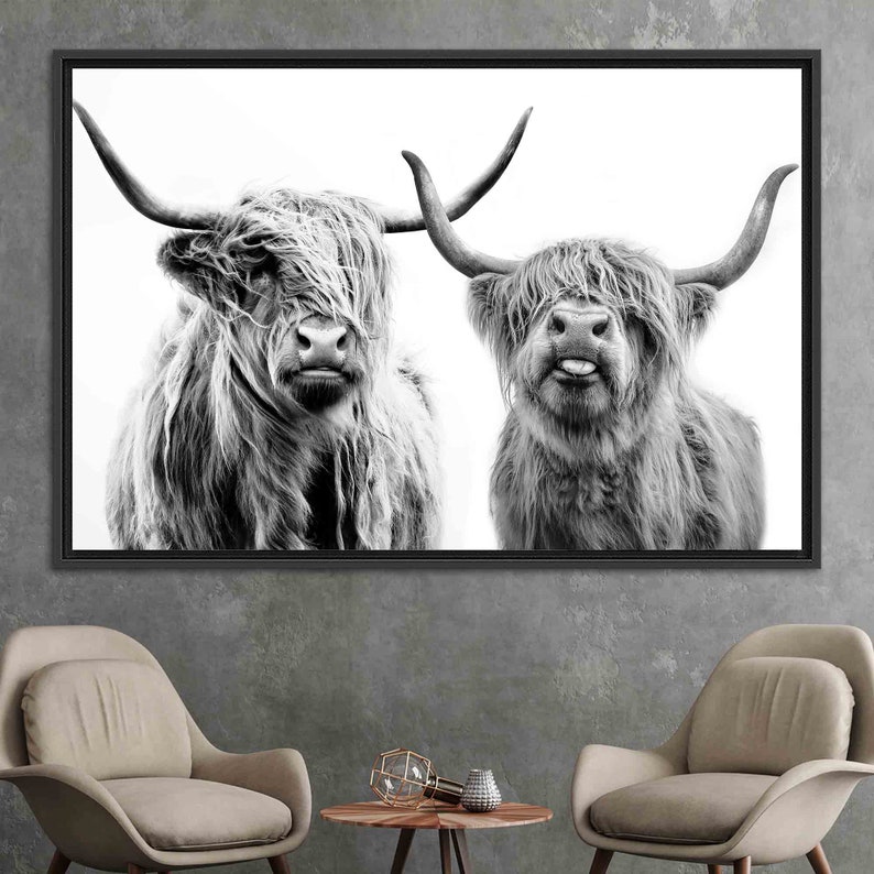 Scottish Cow Wall Decor, Canvas Wall Art, Highland Cow, Farmhouse Canvas Print, Framed Wall Art, Wall Art Canvas, Highland Cow Wall Art, image 8