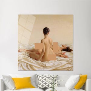 Wall Decoration,Wall Art,Naked Lesbian Women,Lesbian Women Tempered Glass,Large Glass Wall Art,Naked Butt Photo Glass Decor, Mature Art