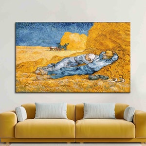 Van Gogh After Millet, Rest From Work Wall Decor, Famous Poster, Reproduction Art Canvas, Vincent Van Gogh Canvas,