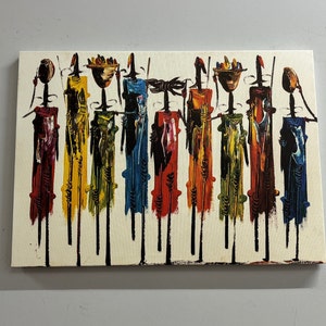 Impresión de pintura al óleo, personas impresas, cartel étnico, decoración de pared abstracta, cartel Masai, lienzo de arte africano, lienzo retro,