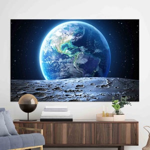 Regalo de lienzo, decoración de pared de cielo estrellado, cartel de lienzo de vista nocturna, pintura sobre lienzo, decoración de pared de vista, lienzo 3D, tierra, regalo de lienzo de paisaje,