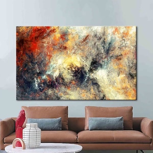 Impreso contemporáneo, arte de pared moderno, arte abstracto, arte de lienzo amarillo, arte rojo, lienzo negro, cartel de lujo,