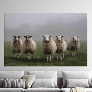 Leinwand-Dekor, benutzerdefinierte Wandbehang, Schaf, 3D Wandkunst, Schaf Kunst Leinwand, Tier Poster, Bauernhaus Kunstwerk, Bauernhof Leinwand Kunst,