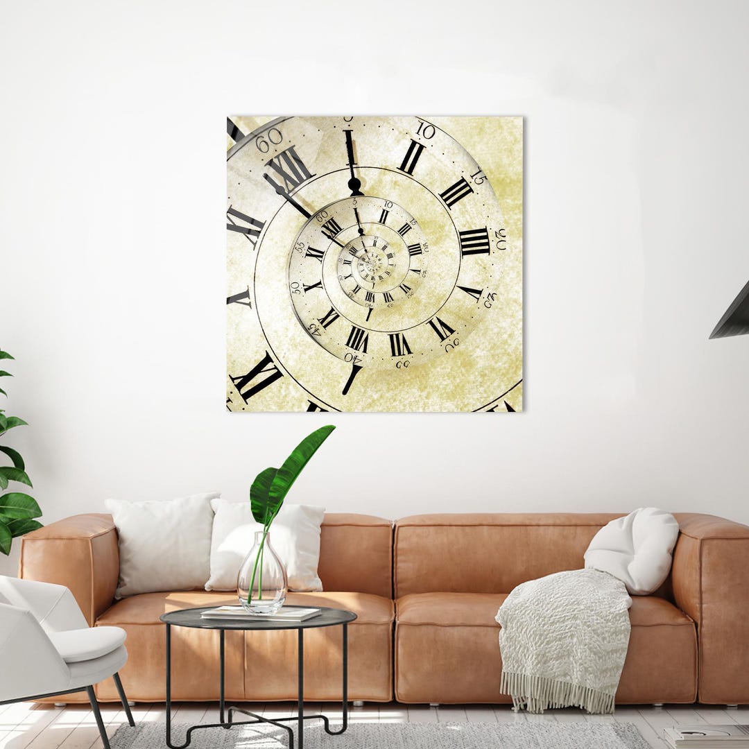 Modern Wall Decoration, Office Glass Printing, Old Vintage Clock Print ...