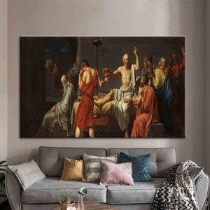 The Death of Socrates, Louis David Art, Famous Printed, Socrates Wall Decor, Jacques Louis David Canvas Art, Reproduction Canvas,