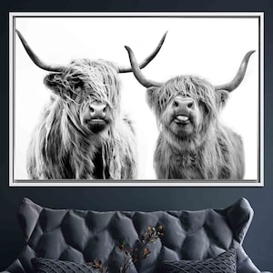 Scottish Cow Wall Decor, Canvas Wall Art, Highland Cow, Farmhouse Canvas Print, Framed Wall Art, Wall Art Canvas, Highland Cow Wall Art, image 7