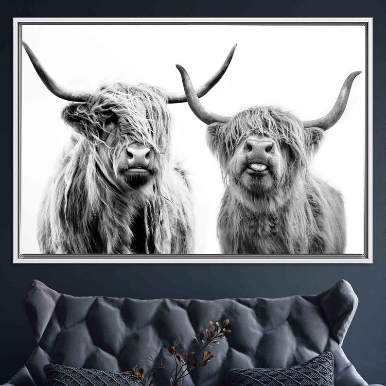 Scottish Cow Wall Decor, Canvas Wall Art, Highland Cow, Farmhouse Canvas Print, Framed Wall Art, Wall Art Canvas, Highland Cow Wall Art, image 7