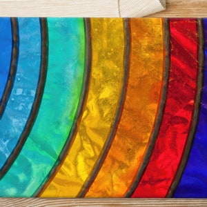 Colorful Serving Board, Abstract Serving Board, Rainbow Cutting Board, Modern Cutting Board, Personalized Serving Board, Tempered Glass,