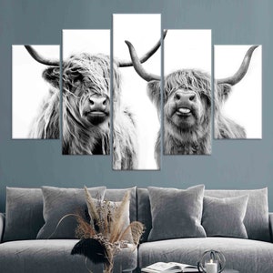 Scottish Cow Wall Decor, Canvas Wall Art, Highland Cow, Farmhouse Canvas Print, Framed Wall Art, Wall Art Canvas, Highland Cow Wall Art, image 6