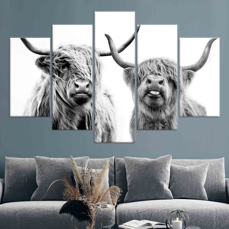 Scottish Cow Wall Decor, Canvas Wall Art, Highland Cow, Farmhouse Canvas Print, Framed Wall Art, Wall Art Canvas, Highland Cow Wall Art, image 6