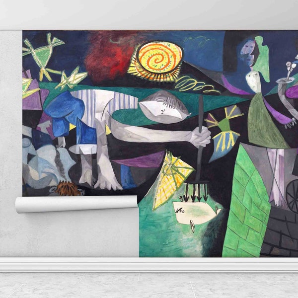 Pablo Picasso Night Fishing At Antibes Wall Art, Surreal Wall Poster, Night Fishing At Antibes Wall Mural, Famous Paper Craft, Abstract Art,