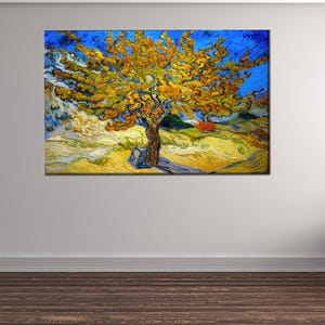 Van Gogh Herbst Baum Leinwand Kunst, Bunte impressionistische Landschaft Baumwolle Leinwand Wandbild, grüne Leinwand, gerahmte Leinwand, Baum Wandkunst,