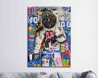 Astronaut, Astronaut Graffiti Poster, Modern Graffiti Wall Art, Astronaut Lover Gift Canvas, Graffiti Art Canvas, Astronaut Wall Decor,
