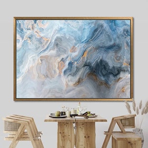 Pintura de mármol azul, arte en tonos azules, arte contemporáneo en lienzo, arte en lienzo con mármol, obras de arte en mármol azul y gris, arte en lienzo con tinta de alcohol,