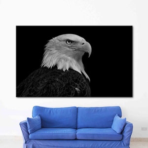 Eagle Photo Print, Animal Art, Eagle Wall Decor, Majestic Bald Eagle Printed, Loft Canvas Art, Animalistic Art,