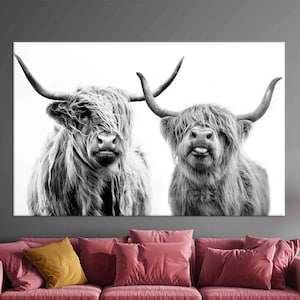Scottish Cow Wall Decor, Canvas Wall Art, Highland Cow, Farmhouse Canvas Print, Framed Wall Art, Wall Art Canvas, Highland Cow Wall Art, image 2