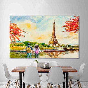Liebhaber beobachten den Eiffelturm, Landschaftsposter, Landschaftskunst, Landschaftskunst, Eiffelturmkunst, Paris Landschaftskunst