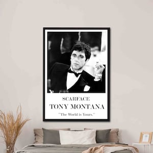 Tony Montana, Famous Poster, Portre Printed, Tony Montana Poster, Famous Quote Poster, Celebrity Wall Art, Portrait Printed,