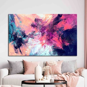 Decoración de pared colorida, decoración de pared contemporánea, impresión abstracta, impresión moderna, arte rosa, decoración de pared abstracta moderna,